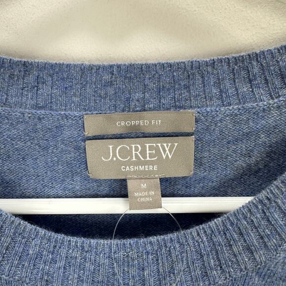 J. Crew Cashmere Crewneck Sweater Cropped Fit Pullover Blue Womens Medium NWT - Picture 6 of 11